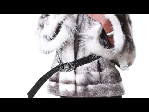 PELLICCIA GIACCA DONNA VISONE BLACK CROSS BRINATO CON VOLPE