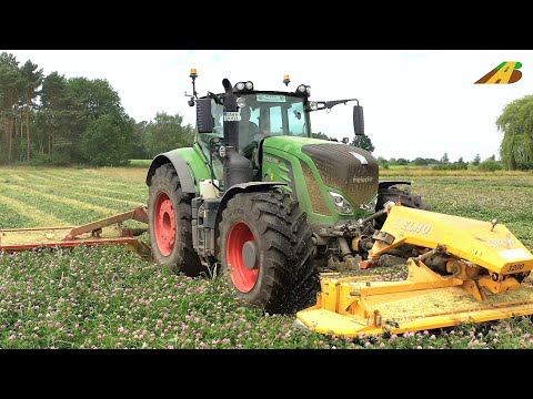 Großeinsatz Grasernte - Kleegras mähen - Großballen pressen Traktor Claas, Fendt, MF Landwirtschaft