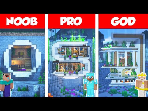 Minecraft NOOB vs PRO vs GOD: UNDERWATER MODERN HOUSE BUILD CHALLENGE in Minecraft / Animation