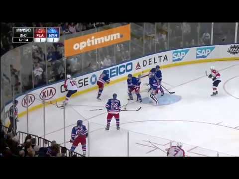Ryan Callahan Sends Scottie Upshall Flipping Into The Bench - November 10th, 2013