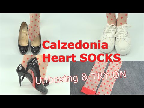 Calzedonia red HEART socks Unboxing & TRY ON