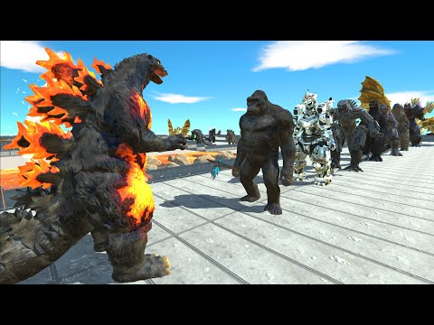 BURNING GODZILLA VS GHIDORAH LAVA DEATH RUN - Animal Revolt Battle Simulator