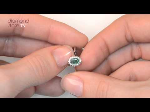 FET29 GY - Emerald 5 x 3mm And Diamond 18K White Gold Ring