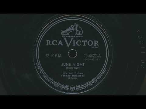 THE BELL SISTERS June Night (1951) - 78 RPM Record