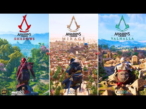 Assassin's Creed Shadows vs Mirage vs Valhalla | PC | Graphics, Physics and Details Comparison
