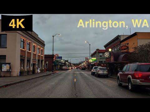 Downtown Arlington, WA Driving Tour in Winter 2022.