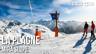 La Plagne Ski Restort, Mira Slope -  🇫🇷 France [4K HDR] Ski Tour