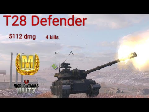 T28 Defender 5112 dmg 4 kills WoT Blitz