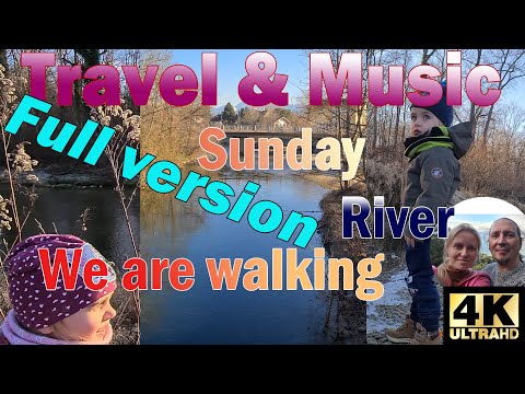 Walk day in a park by the Mangfall River. Rosenheim Germany. 4K travel & music video.