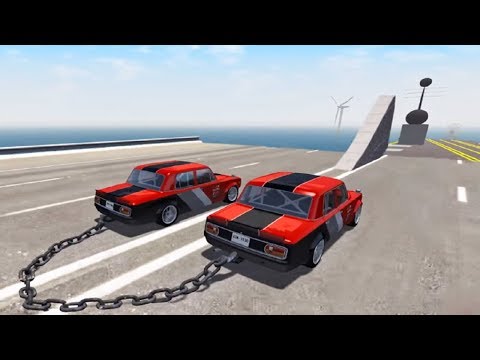 Chained Cars Racing 3D Android Gamepaly - Chained Car Jumps Games || Chained Cars against Bollard