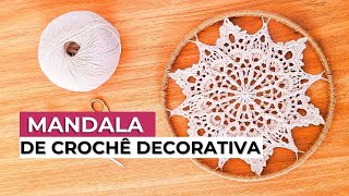 Mandala de crochê no bastidor - Decoração de crochê para enfeitar sua casa passo a passo