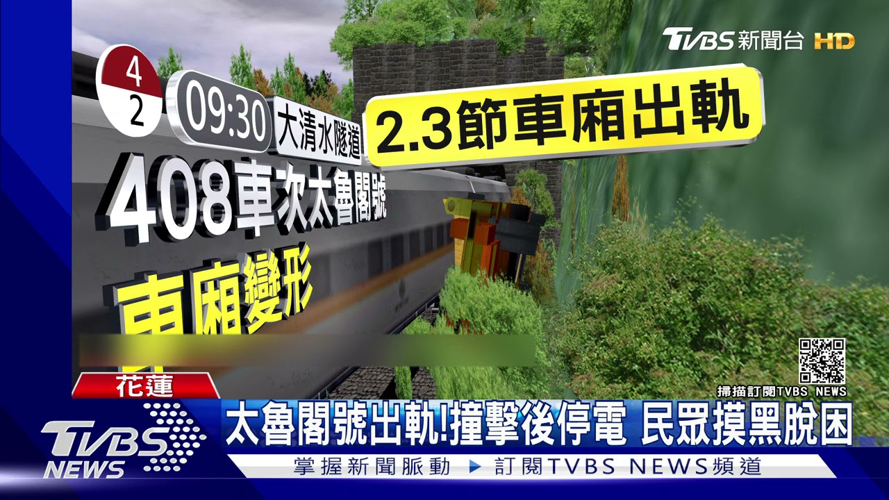 連假首日台鐵太魯閣號出軌!5至8車廂變形 34人罹難