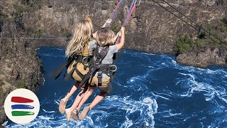 KIDS ZIPLINE ALONE. DAD IS TOO SCARED.