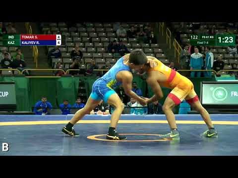 Final 7-8 FS - 61 kg: S. TOMAR (IND) v. R. KALIYEV (KAZ)