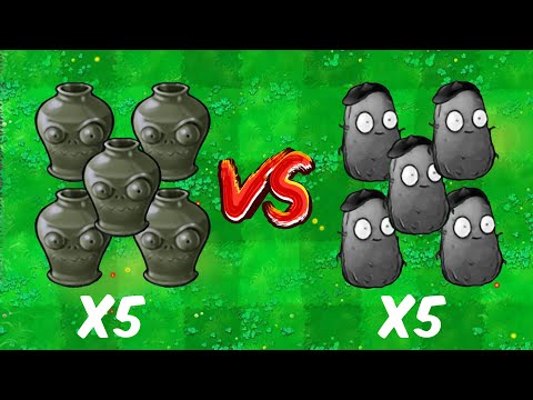 5 Plant Vases VS 5 Zombie Nut Imitator - Who Will Win? PVZ 1 Hybrid Challenge