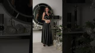 Černé saténové společenské šaty "Marina" na trojitá ramínka - vel. 34