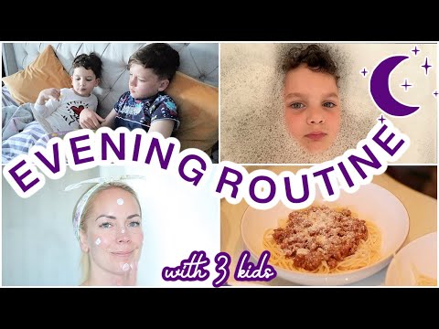 EVENING ROUTINE with 3 KIDS | Cleaning, Dinner, Homework + more | Emily Norris AD