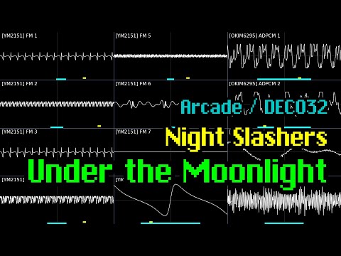 Tomoyoshi Sato - "Under the Moonlight" (Night Slashers, Arcade/DECO32) [Oscilloscope Visualization]