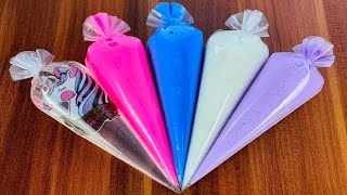 Making Slime With Colorful Cute Piping Bags ! Satisfying ASMR ! Part 251