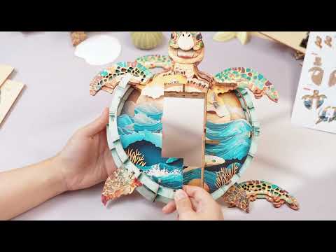 Craft Your Own Ocean Magic: Cutywood Sea Turtle DIY Wooden Clock, 3D Puzzle Craft Kit