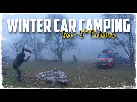 Winter car camping on the Swabian Alb at -5°C ❄️ Mountain island on the Albtrauf escarpment