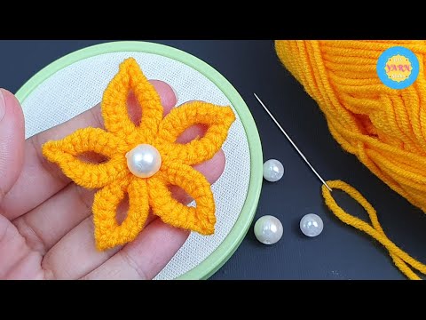 Super Easy Woolen Flower Making with Finger - Hand Embroidery Design - No Crochet Flower