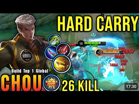 26 Kills!! Chou New Offlane Build Insane Damage (PLEASE TRY) - Build Top 1 Global Chou ~ MLBB