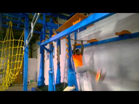 Kyle K'Otic Ninja Warrior Training on flying bars!