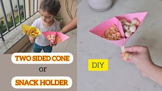 Make a paper snack holder or a two sided cone | Craft ideas #diy #papercraft #snacks #shorts