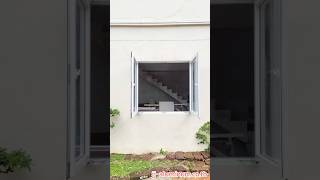 หน้าต่างบานเปิดคู่แบบไม่มีเสากลาง