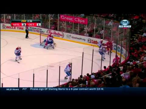 Gustav Nyquist Works hard on the back check to Negate the 3 on 1