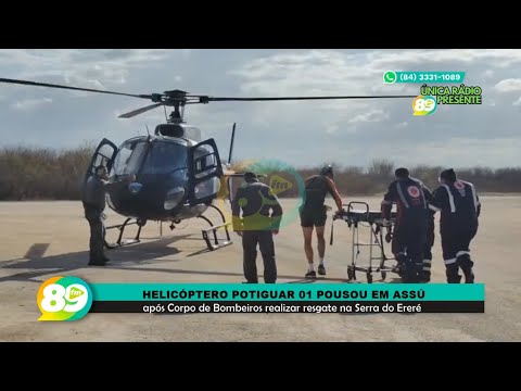 Mulher que fraturou o pé na Serra do Ereré em Triunfo Potiguar foi resgatada pelos bombeiros de Assú