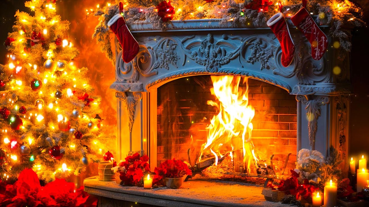 24/7 Christmas Fireplace Music 🔥 Relaxing Christmas Music Ambience 🎅🎄 Crackling Christmas Fireplace