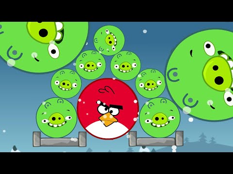 Angry Birds Kick Out Green Piggies - ONLY ONE RED BIRD TRANSFORM TO BIG TO KICK ALL ROUND PIGGIES!