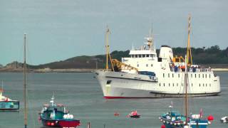 Scillonian III Arrives at Hugh Town Harbour, St Marys on The Isles of Scilly