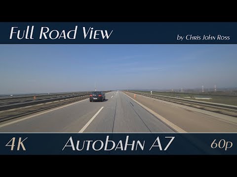 Autobahn (A7), Germany: Rastplatz Rade Ost - Rader Hochbrücke - Rendsburg - Hüttener Berge Ost - 4K
