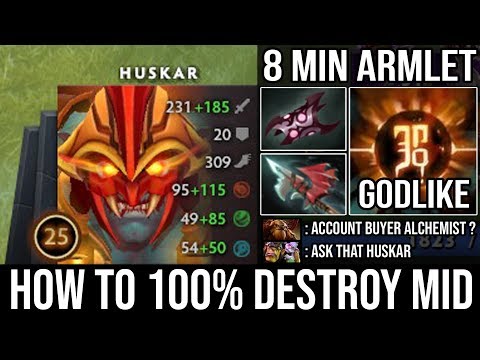 [Huskar] How To Destroy Everyone with 8Min Armlet | Crazy Jump 22Kills & GODLIKE - DotA 2