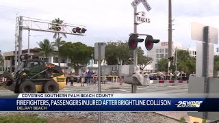 Several passengers injured and firefighters in the hospital after Brightline vs. fire truck colli...