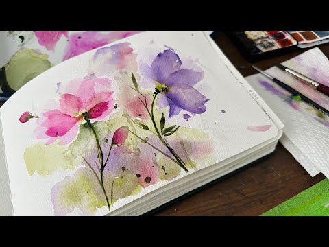 Watercolor Journal Day 183 (Loose flowers)