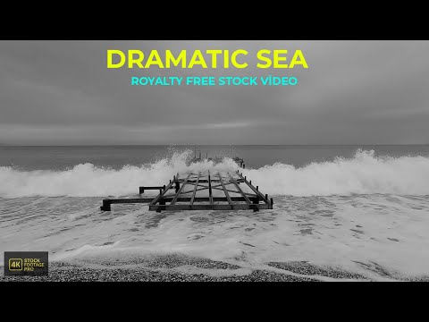 Dramatic Winter Waves Hitting an Old Pier | Moody Sea Ambience 4K