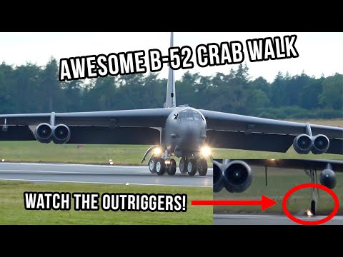 B-52 crab walk destroys runway lights after display