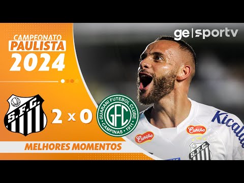 Gols e lances de Santos x Guarani
