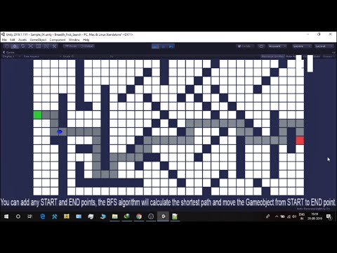 BFS(Breadth-First Search) to find the shortest path using Unity3D game engine