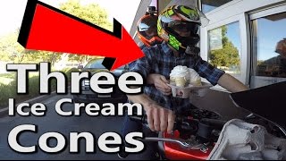 Motorcycle Drive Thru TRIPLE Ice Cream Challenge