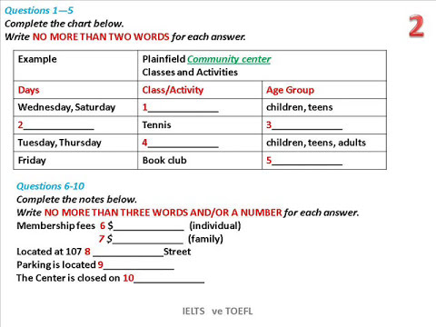 IELTS LISTENING SECTION 1" 40 QUESTIONS WITH KEY.