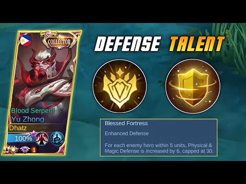 1V5 IS TOO EASY USING THIS DEFENSE TALENT ON YU ZHONG! | YU ZHONG EMBLEM SET 2022 - MLBB