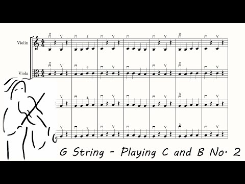 G String - Playing C - B - No. 02. Basic Notes Sheet Music for Orchestra. Play Along.