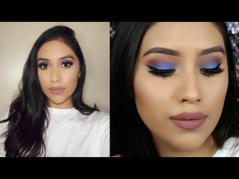 Spring Makeup Blue Smokey Eye + Brown Lips
