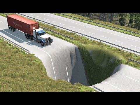 Cars vs Giant Pit – BeamNG Drive