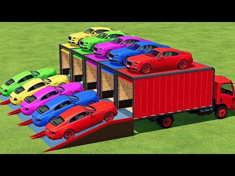 LOAD & TRANSPORT ROLLS ROYCE CARS WITH ISUZU TRUCKS - Farming Simulator 22